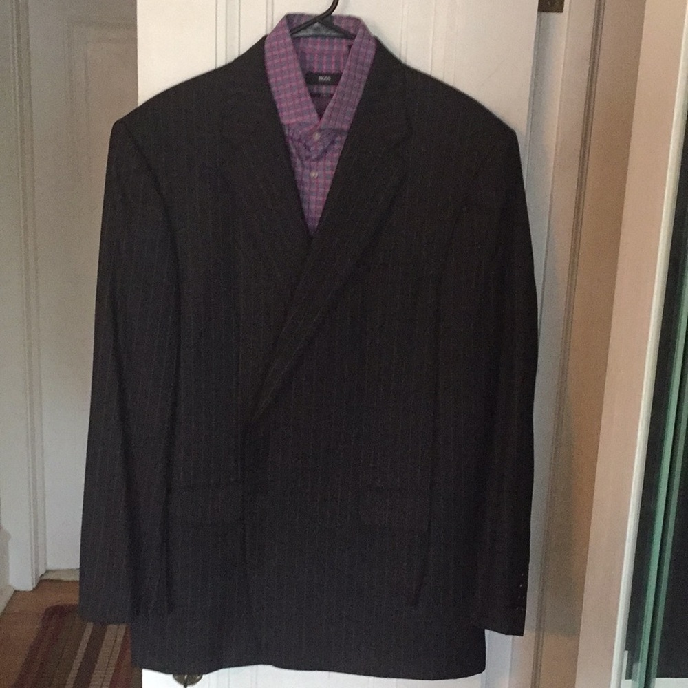 Hickey Freeman 46 R Blazer Grey Pinstripe Jacket - Picture 8 of 8